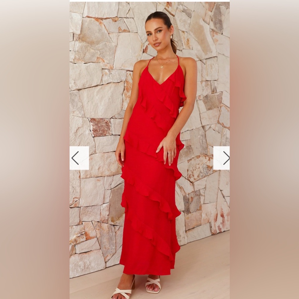 Billy J Sophia Maxi Dress Red Size 10 Smocked Back Formal
